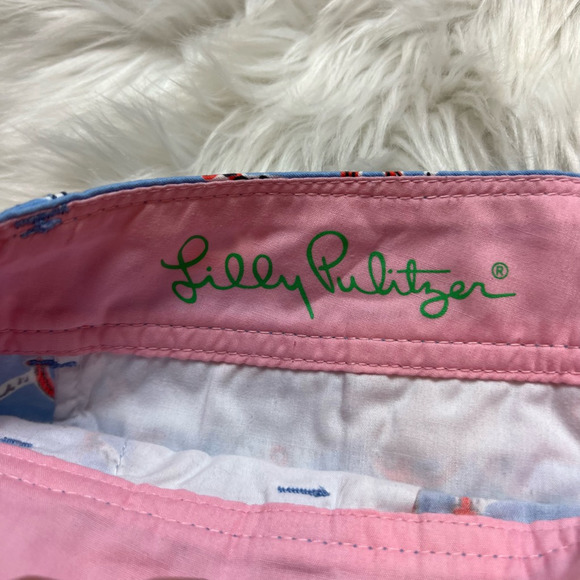 Lilly Pulitzer Womens Callahan Hot Pants Blue Red Anchor Pockets 100% Cotton 4 - Picture 6 of 8
